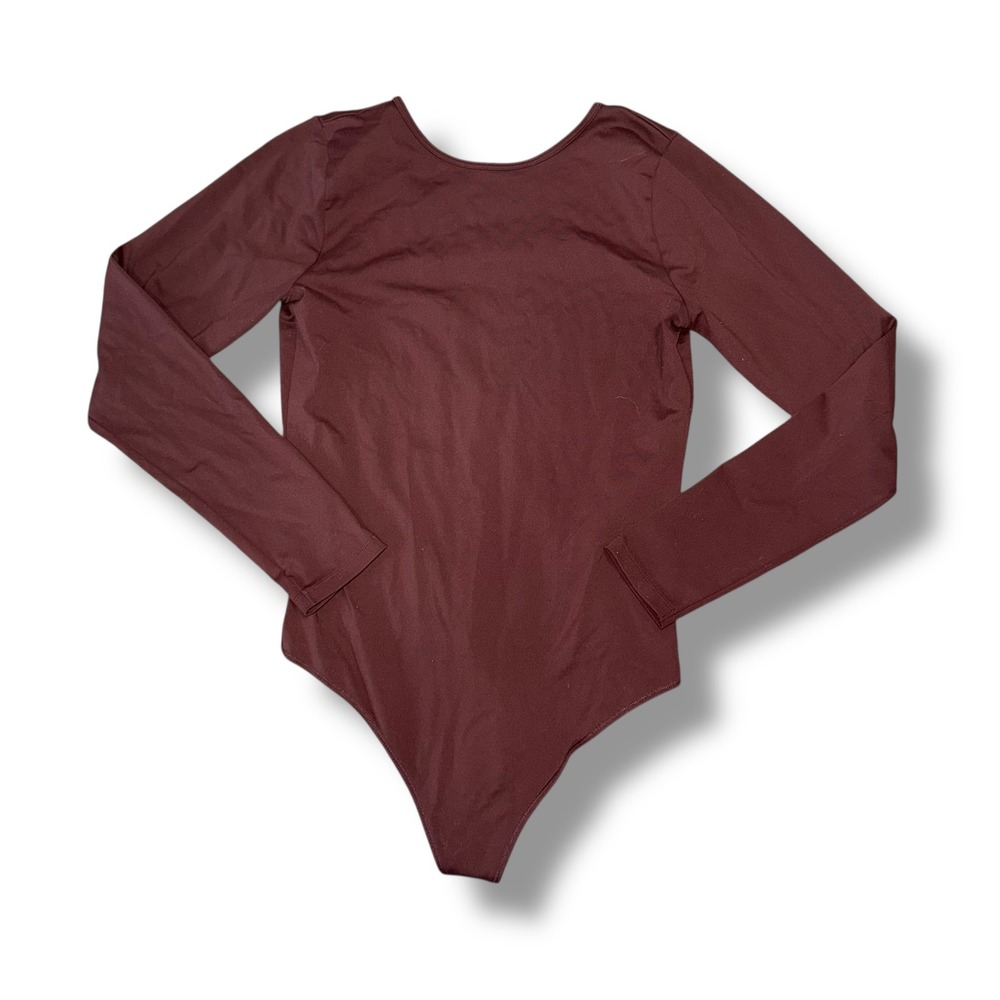 Abercrombie Fitch Soft A&F Collection Long Sleeve V Neck Brown Bodysuit M